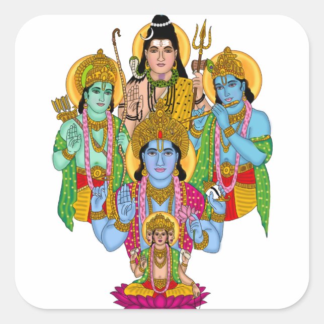 Brahma Vishnu Shiva Ram Krishna Aufkleber (Vorderseite)