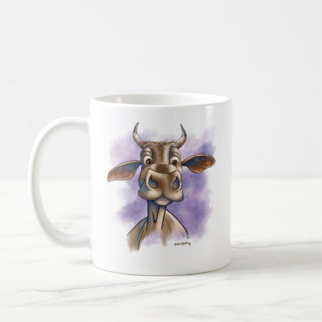 Brahman-Kuh-Cartoon Kaffeetasse (Links)