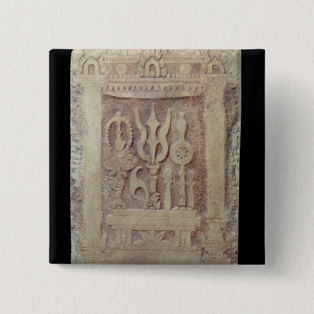 Brahman Stele, der das Trimurti darstellt Button (Vorderseite)
