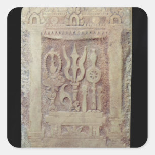 Brahman Stele, der das Trimurti darstellt Quadratischer Aufkleber