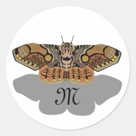 Brahmin Moth Monogram Runder Aufkleber