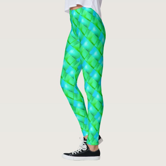 Braide Bänder oder unregelmäßige blaue und grüne B Leggings (Links)