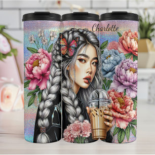 Braided Butterfly Floral Coffee Serenity Thermosbecher