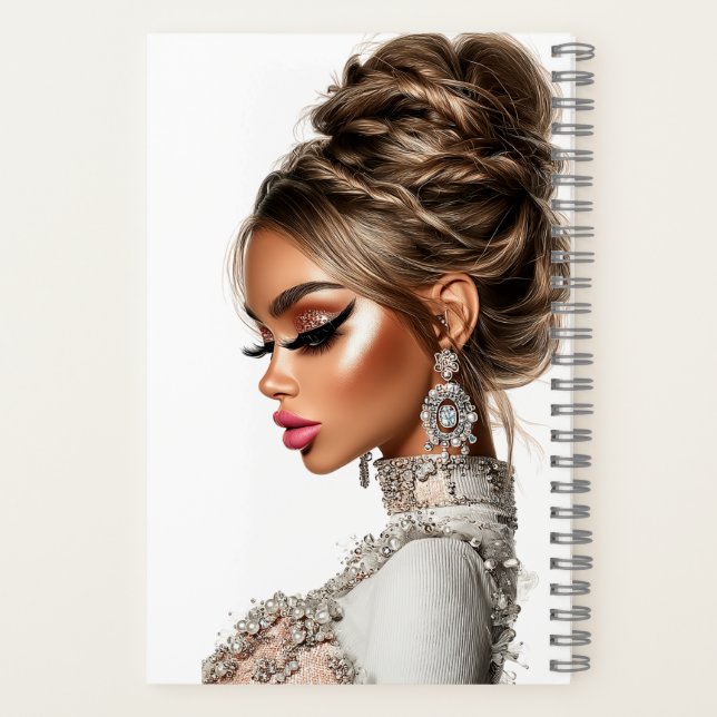  Braided Elegance Glam Girl Spiral Notebook Notizbuch (Rückseite)