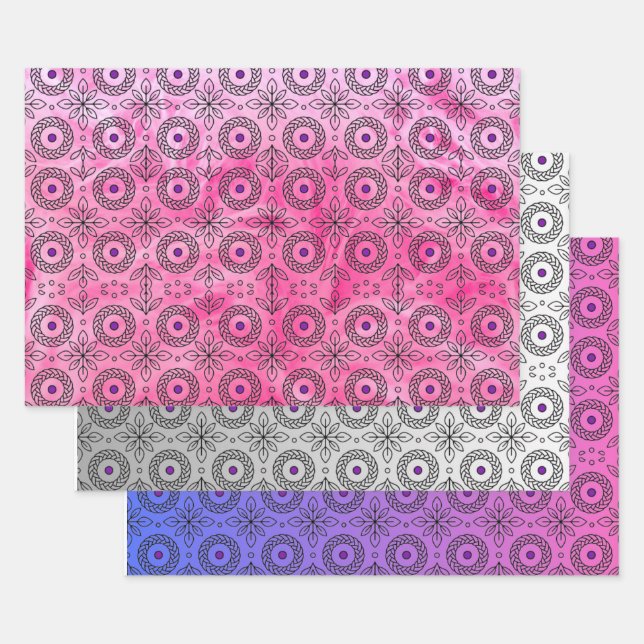 Braided Mandala and Leaf Motif Design" Geschenkpapier Set (Set)