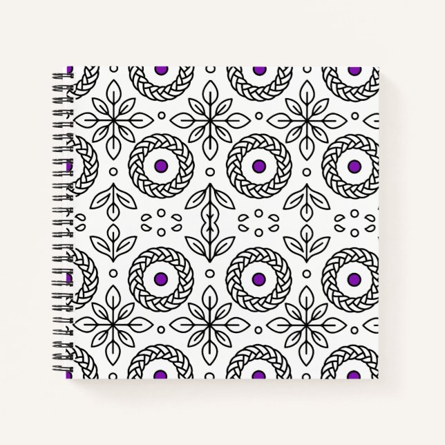 Braided Mandala und Leaf Motif Spiral Notebook Notizbuch (Vorderseite)