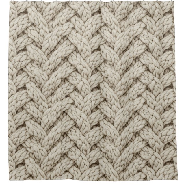 Braided Thread Knit Texture – Warm Beige (2) Duschvorhang (Vorderseite)