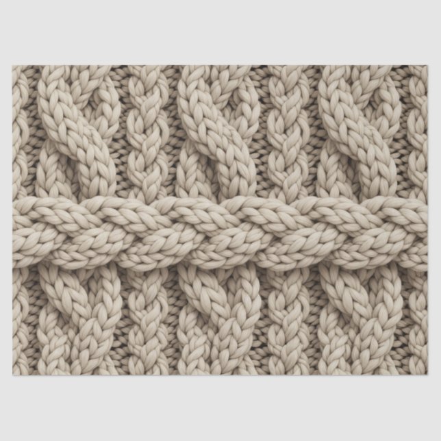 Braided Thread Knit Texture – Warm Beige (4) Seidenpapier (Vorderseite)