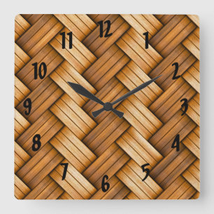 Braided wicker basket woven quadratische wanduhr