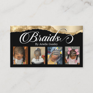 Braids Hair Braiding Stylist Salon Gold Glam Foto Visitenkarte