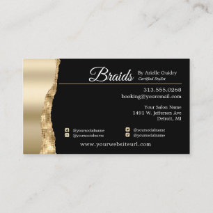 Braids Hair Braiding Stylist Salon Gold Glam Foto Visitenkarte