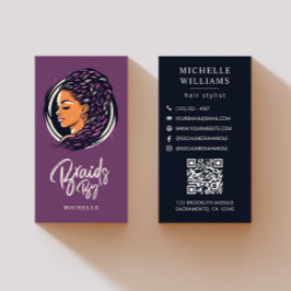 Braids Hair Stylist Moderner QR-Code Visitenkarte