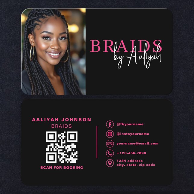 Braids Hair Stylist Photo QR Code Visitenkarte (Von Creator hochgeladen)