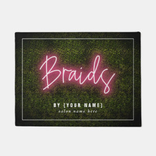 Braids Neon Boxwood Hair Salon Business Fußmatte