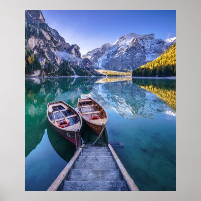 Braies Lake | Dolomiten Alpen, Italien Poster (Vorne)