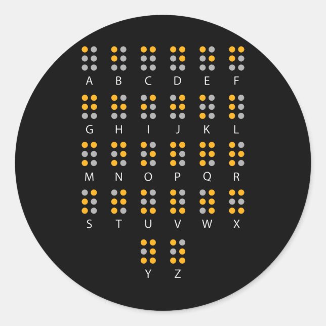 Braille Alphabet Blinde Kunst Runder Aufkleber (Vorderseite)