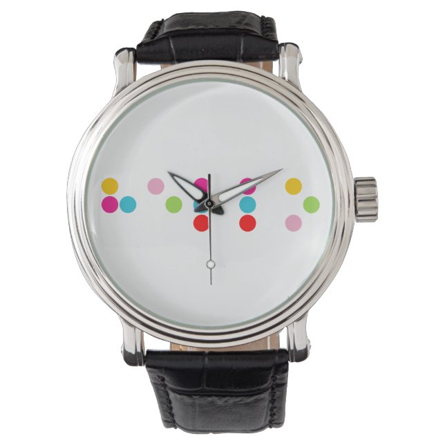 Braille blinde Alphabete Buchstaben hello Armbanduhr (Vorderseite)