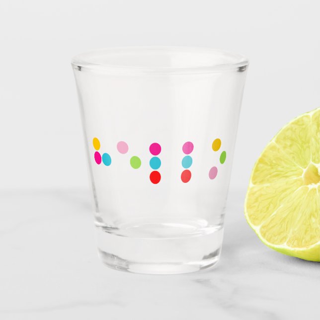 Braille blinde Alphabete Buchstaben hello Schnapsglas (Vorderseite)