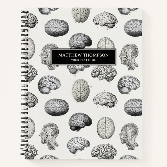 Brain Anatomy Biology Antique Illustrations Notizbuch (Vorderseite)