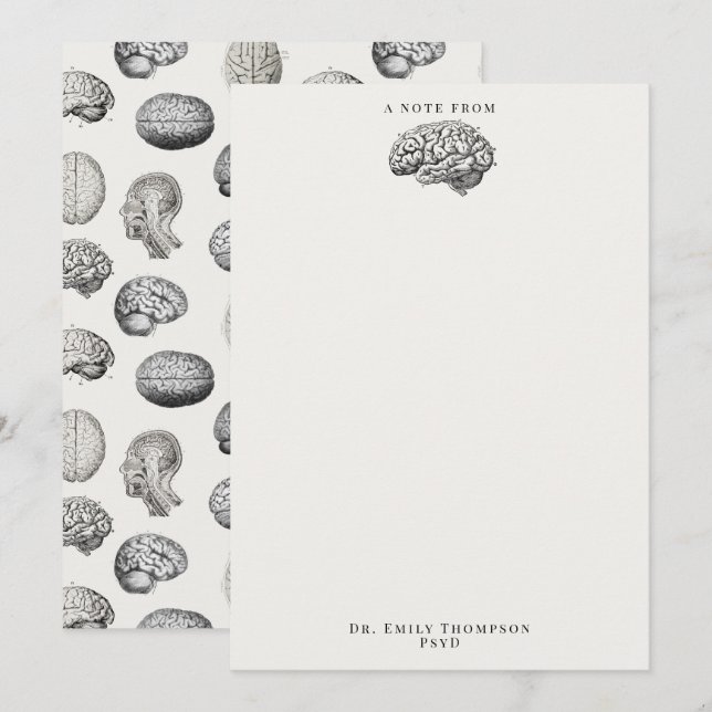Brain Anatomy Biology Illustrations Psychologist Mitteilungskarte (Vorne/Hinten)
