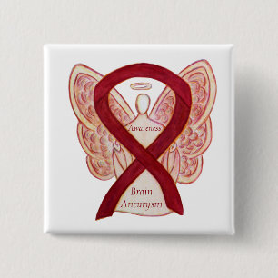 Brain Aneurysm Awareness Angel Ribbon Art Button