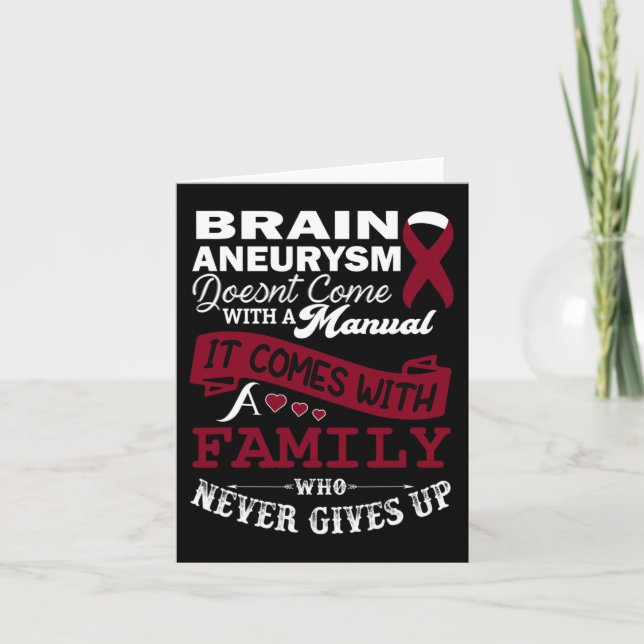 Brain Aneurysm Awareness Burgundy Ribbon Family Su Karte (Vorderseite)
