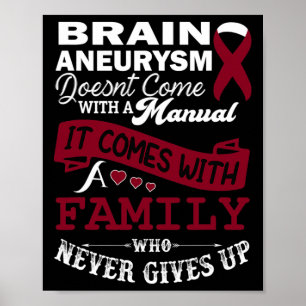 Brain Aneurysm Awareness Burgundy Ribbon Family Su Poster