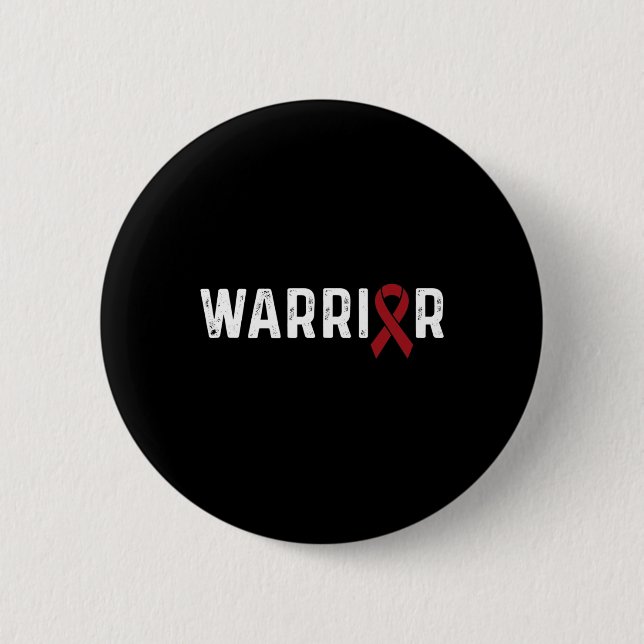 Brain Aneurysm Awareness Burgundy Ribbon Krieger Button (Vorderseite)