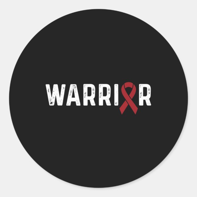 Brain Aneurysm Awareness Burgundy Ribbon Krieger Runder Aufkleber (Vorderseite)