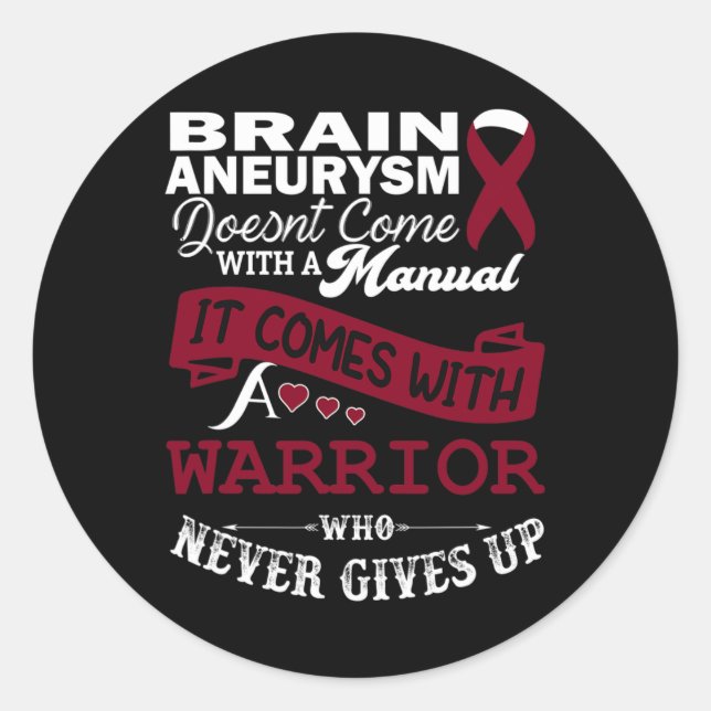 Brain Aneurysm Awareness Burgundy Ribbon Krieger S Runder Aufkleber (Vorderseite)