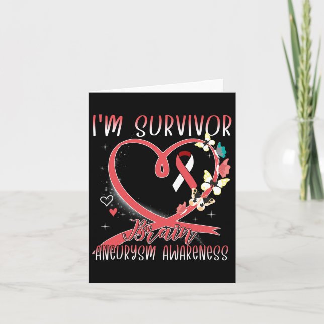 Brain Aneurysm Awareness I’m Survivor Heart Ribbon Karte (Vorderseite)