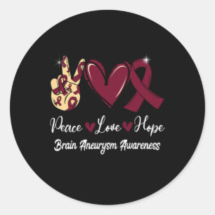 Brain Aneurysm Awareness Peace Liebe Hoffnung Burg Runder Aufkleber