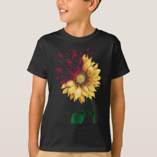 Brain Aneurysm AWARENESS Sonnenblume Burgund Ribbo T-Shirt