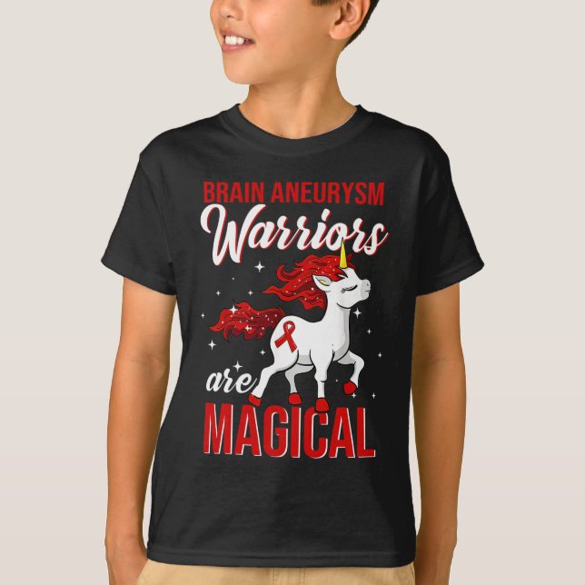 Brain Aneurysm Awareness Warrior Fun Unicorn T-Shirt (Vorderseite)