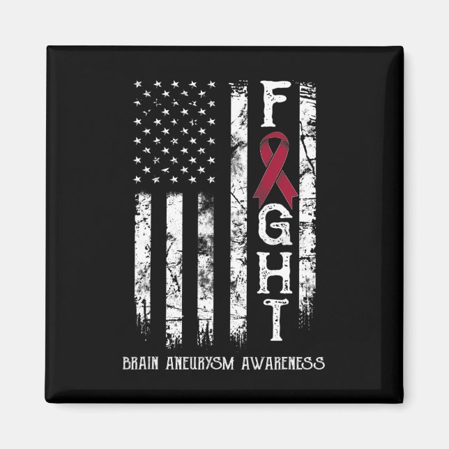 Brain Aneurysm Warrior Us Flag  Magnet (Vorne)