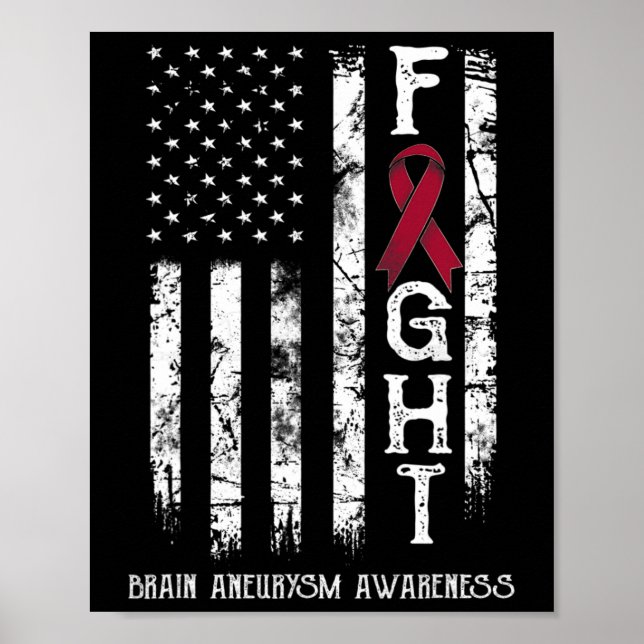 Brain Aneurysm Warrior Us Flag  Poster (Vorne)