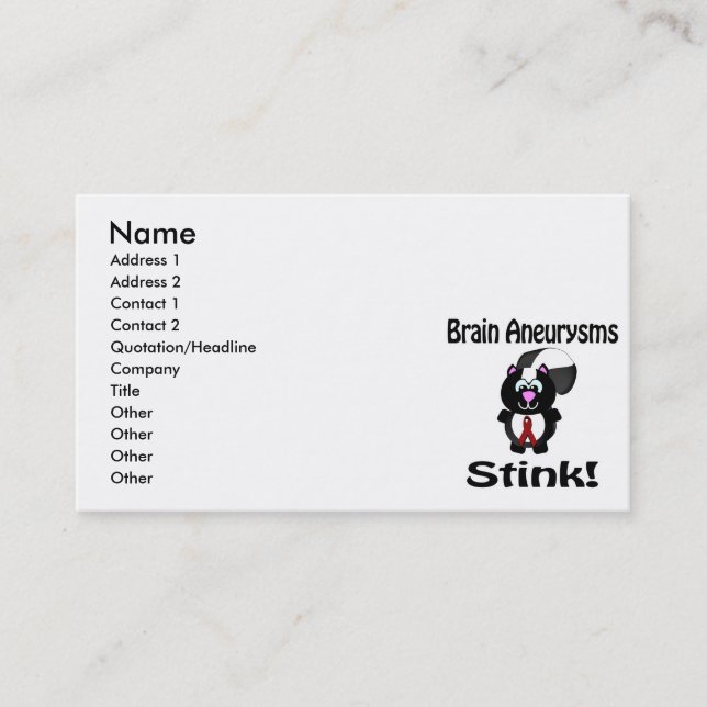 Brain Aneurysms Stink Skunk Bewusstsein Design Visitenkarte (Vorderseite)