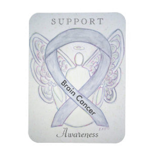Brain Cancer Awareness Gray Ribbon Angel Magnete
