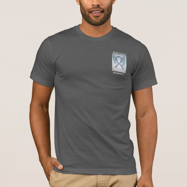 Brain Cancer Awareness Gray Ribbon Angel T-Shirt (Vorderseite)