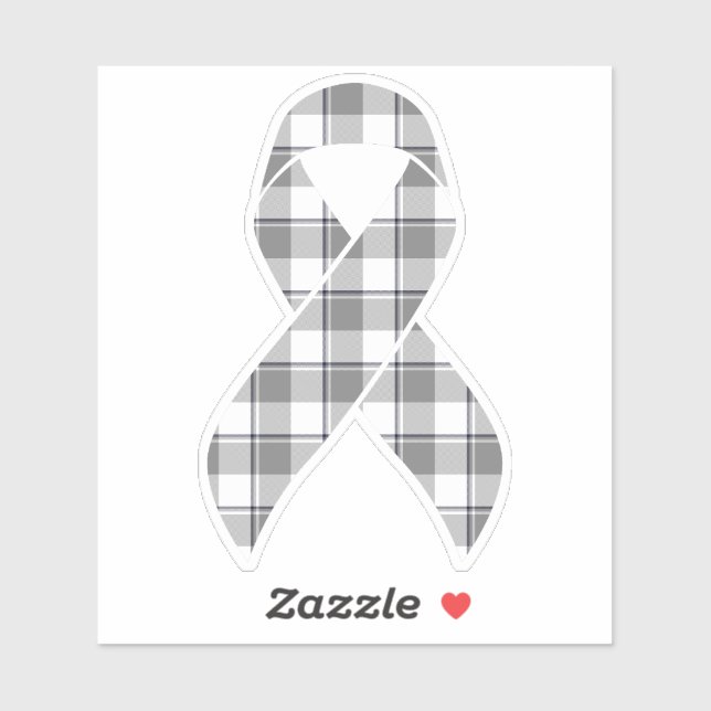 Brain Cancer Awareness Plaid Gray Ribbon Aufkleber (Blatt)