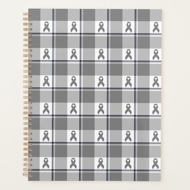 Brain Cancer Awareness Plaid Gray Ribbon Planer (Vorderseite)