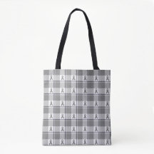Brain Cancer Awareness Plaid Gray Ribbon