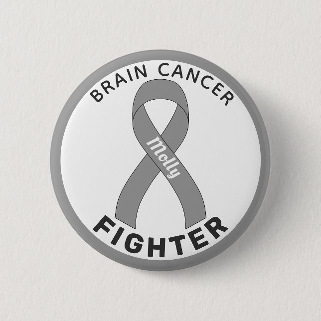 Brain Cancer Fighter Ribbon White Button (Vorderseite)