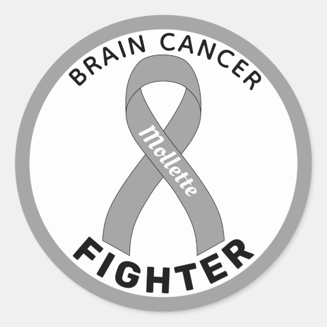 Brain Cancer Fighter Ribbon White Round Sticker (Vorderseite)