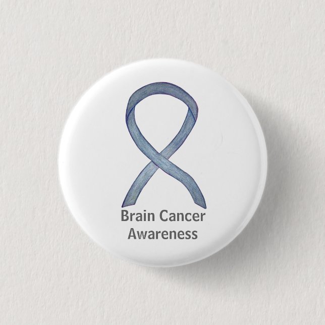 Brain Cancer Gray Awareness Ribbon Button Button (Vorderseite)