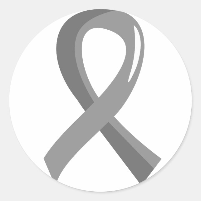 Brain Cancer Gray Ribbon 3 Runder Aufkleber (Vorderseite)