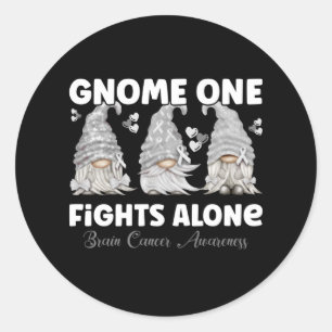 Brain Cancer Grey Ribbon Gnome Runder Aufkleber