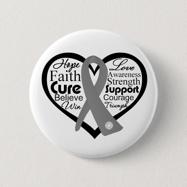 Brain Cancer Heart Ribbon Collage Button (Vorderseite)