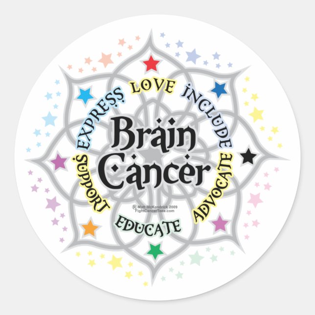 Brain Cancer Lotus Runder Aufkleber (Vorderseite)