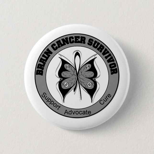 Brain Cancer Survivor Butterfly Button (Vorderseite)